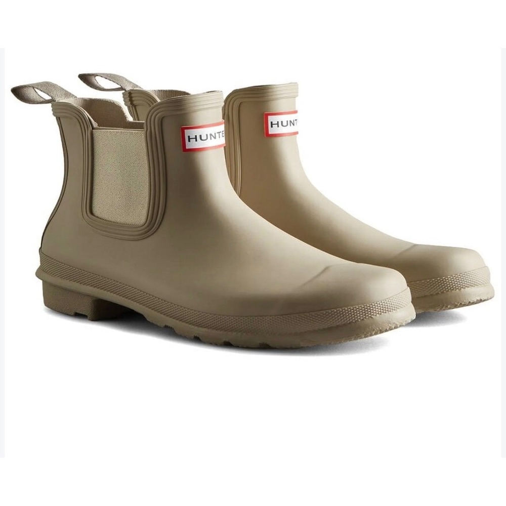 Hunter Original Chelsea Rain Boots Women 8 Sand Taupe Waterproof